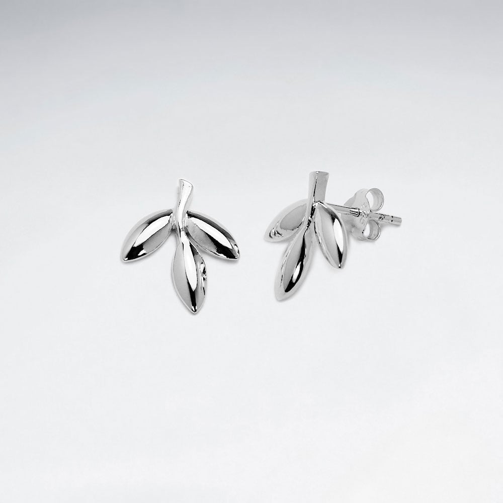 The Modest Tree Leaf & Branch Earrings in Sterling Silver