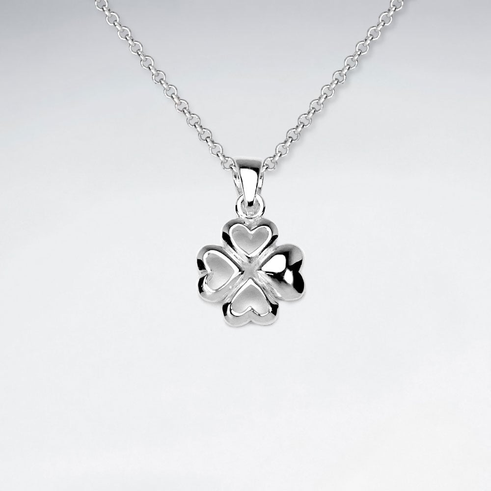 Luck of the Irish Hearts Clover Silver Pendant