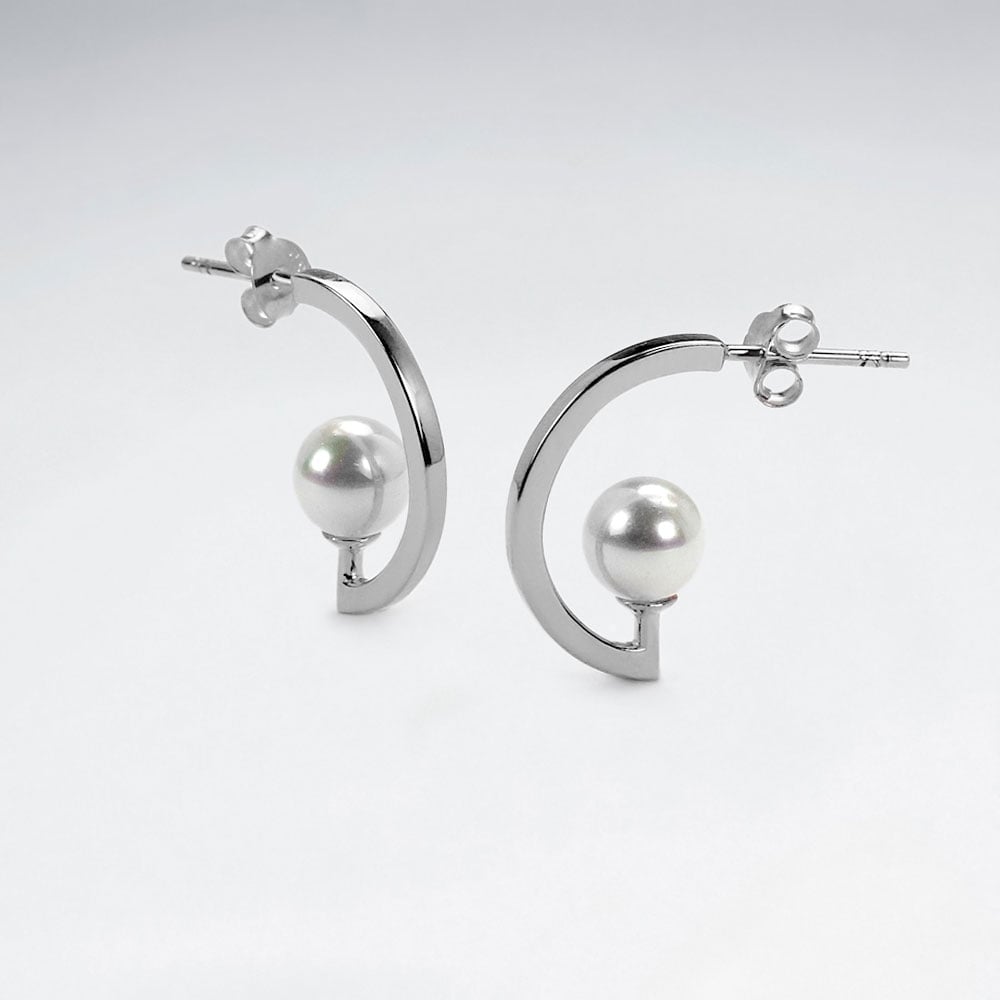 Deity Pearl & Silver Stud Earrings