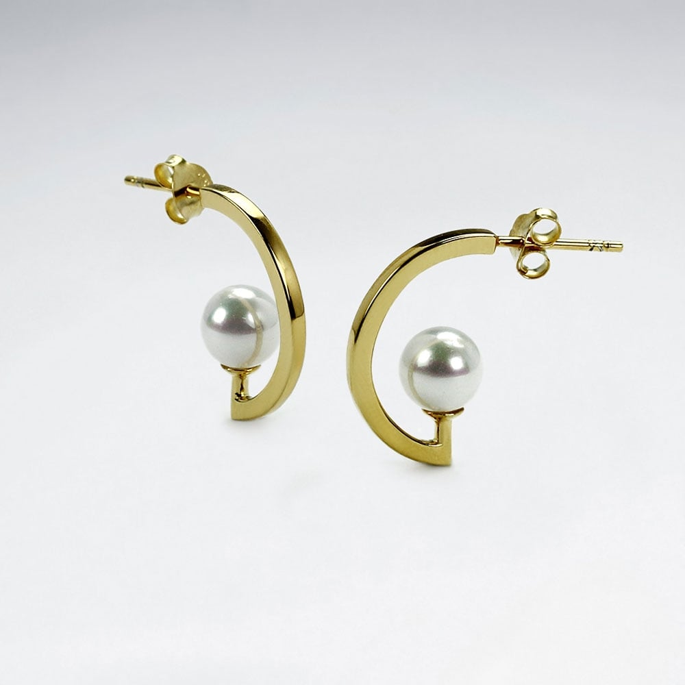 Deity Pearl & Silver Stud Earrings
