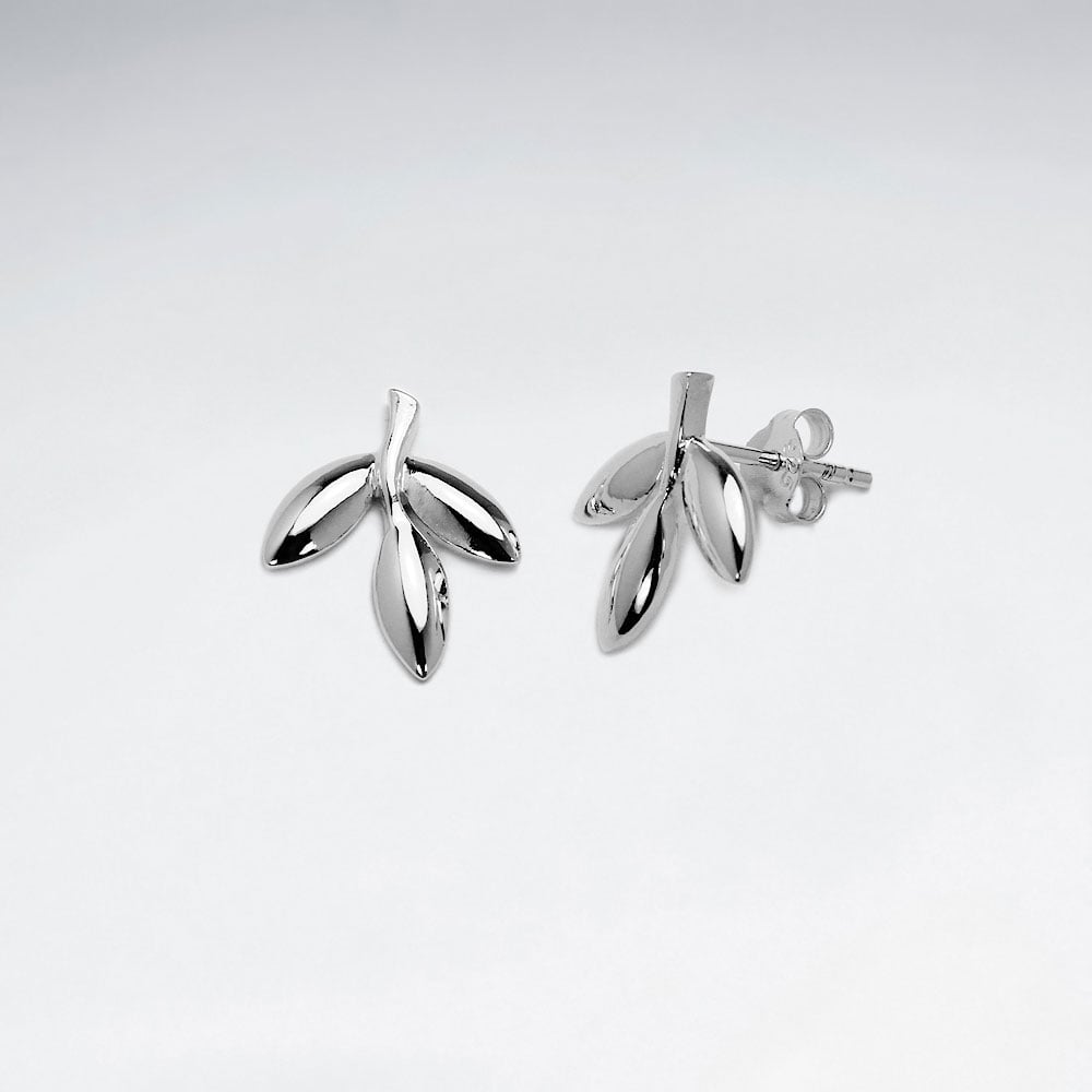 The Modest Tree Leaf & Branch Earrings in Sterling Silver