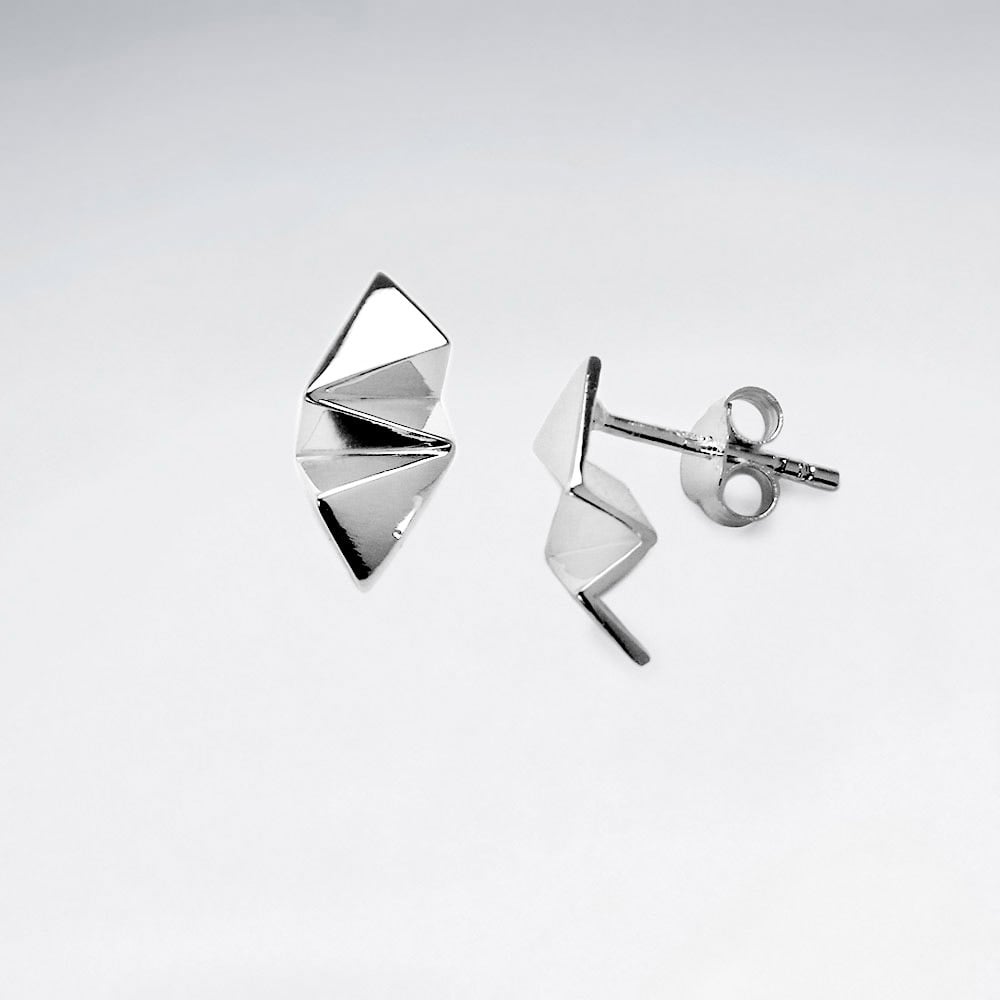 GeoCrinkle Sterling Silver Stud Earrings