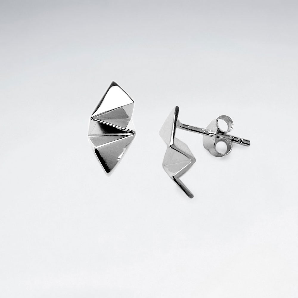 GeoCrinkle Sterling Silver Stud Earrings