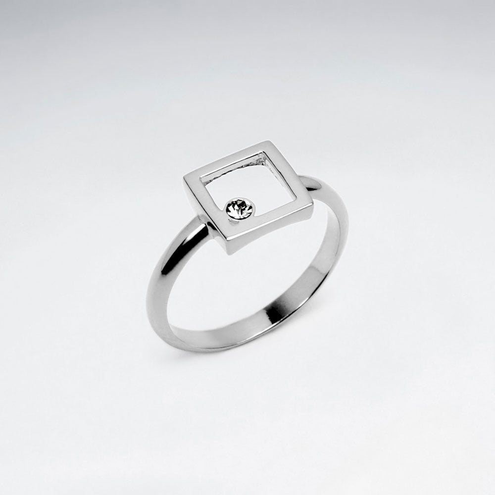 Crystal Touch Sterling Silver Openwork Ring