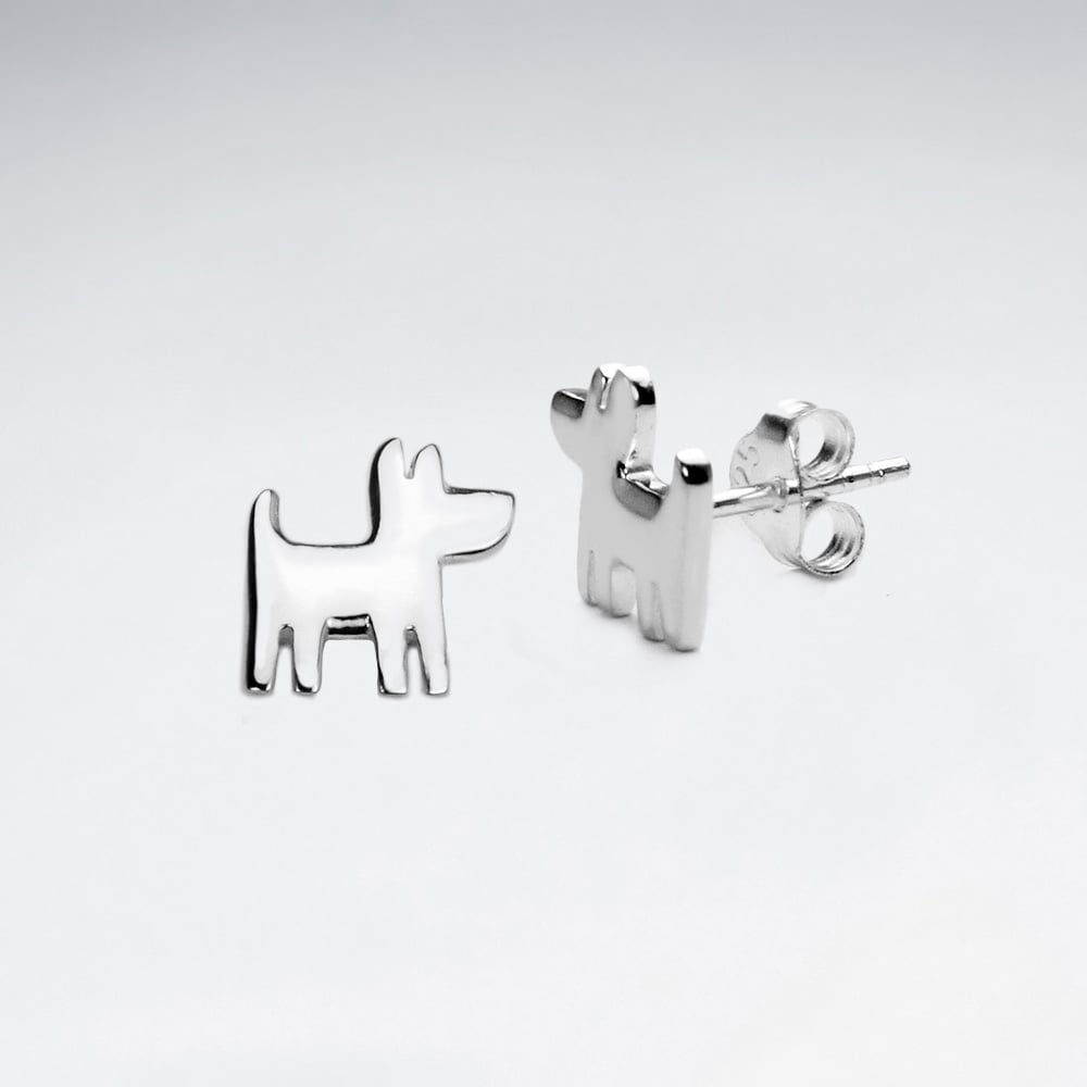 Sterling Silver Pup Silhouette Earrings
