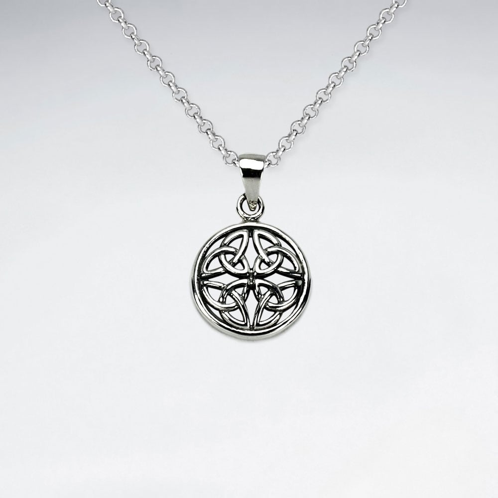 Round Trinity Knot Celtic Pendant in Sterling Silver