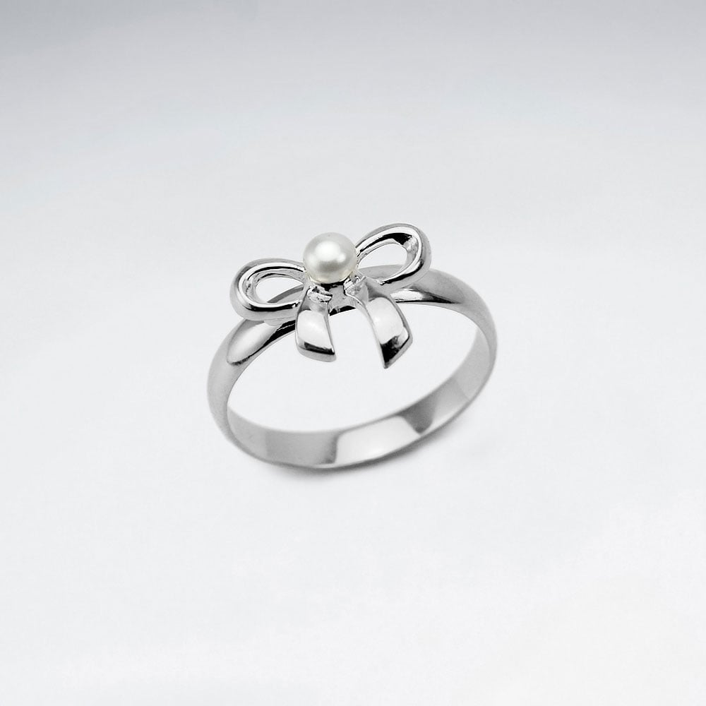 Tied with a Bow Sterling Silver & Pearl Ring
