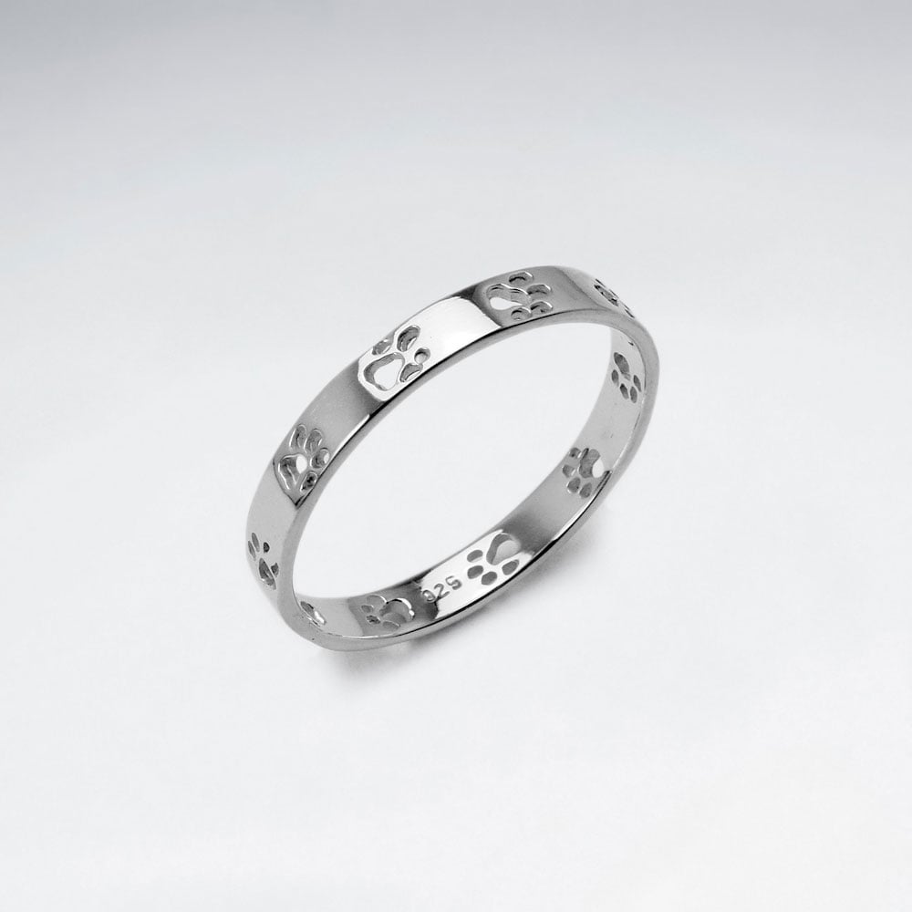 Sterling Silver Paw Print Ring