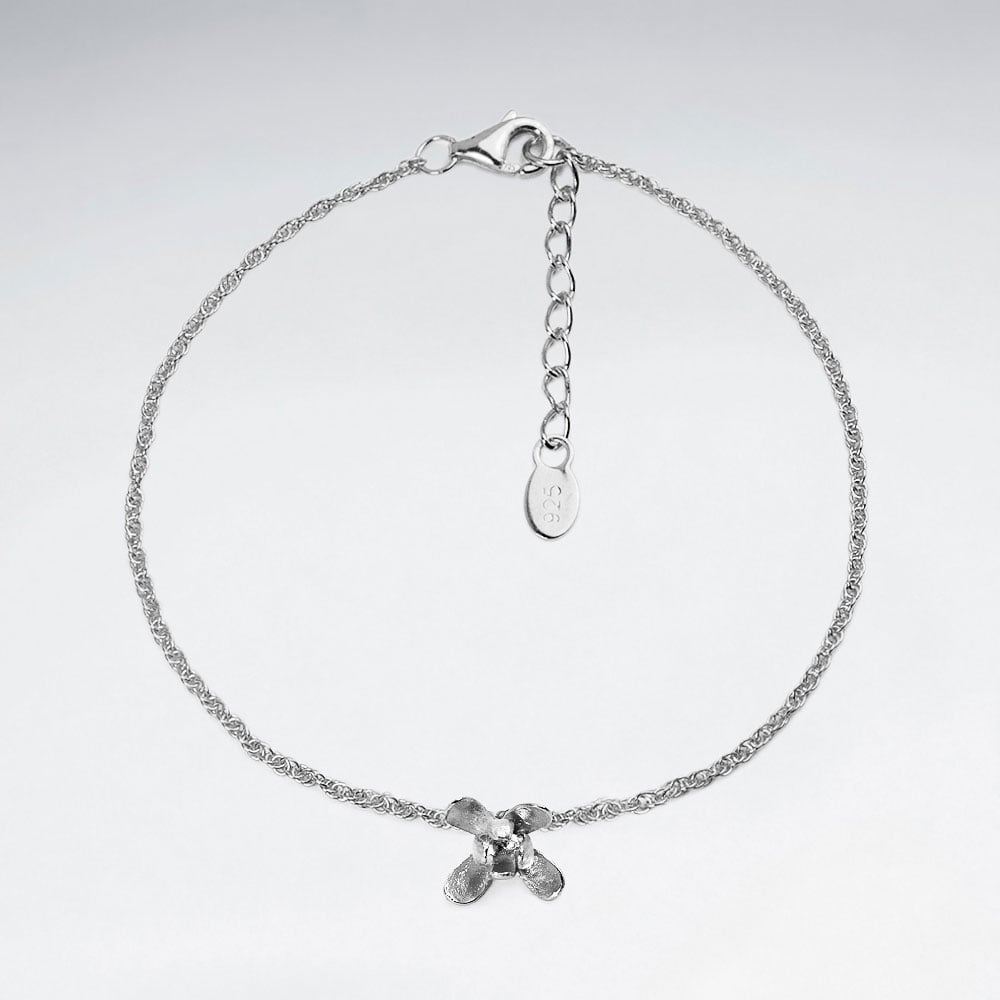 Sterling Silver Floral Inspired Dainty Chain Bracelet