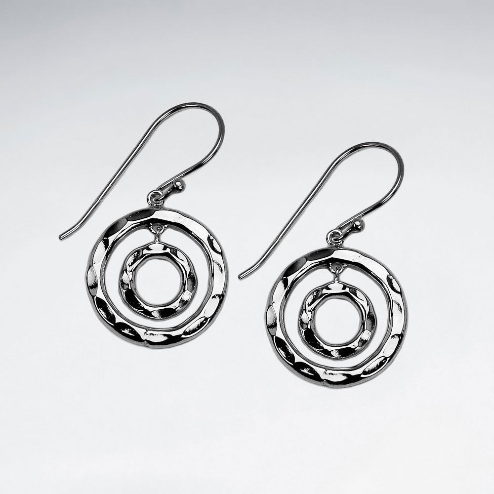 Handmade Silver Hypnotic Double Openwork Circle Earrings