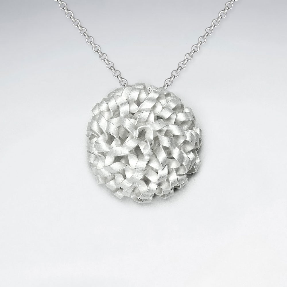 Finishing Touch Sand Blasted Handmade Sterling Silver Bow Pendant