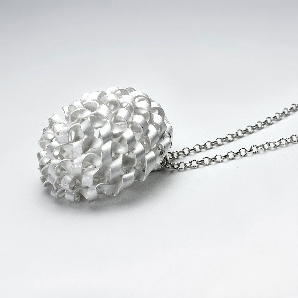 Finishing Touch Sand Blasted Handmade Sterling Silver Bow Pendant