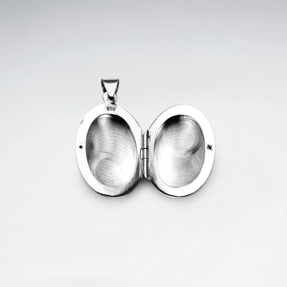 Smooth Silver Oval Pendant Locket