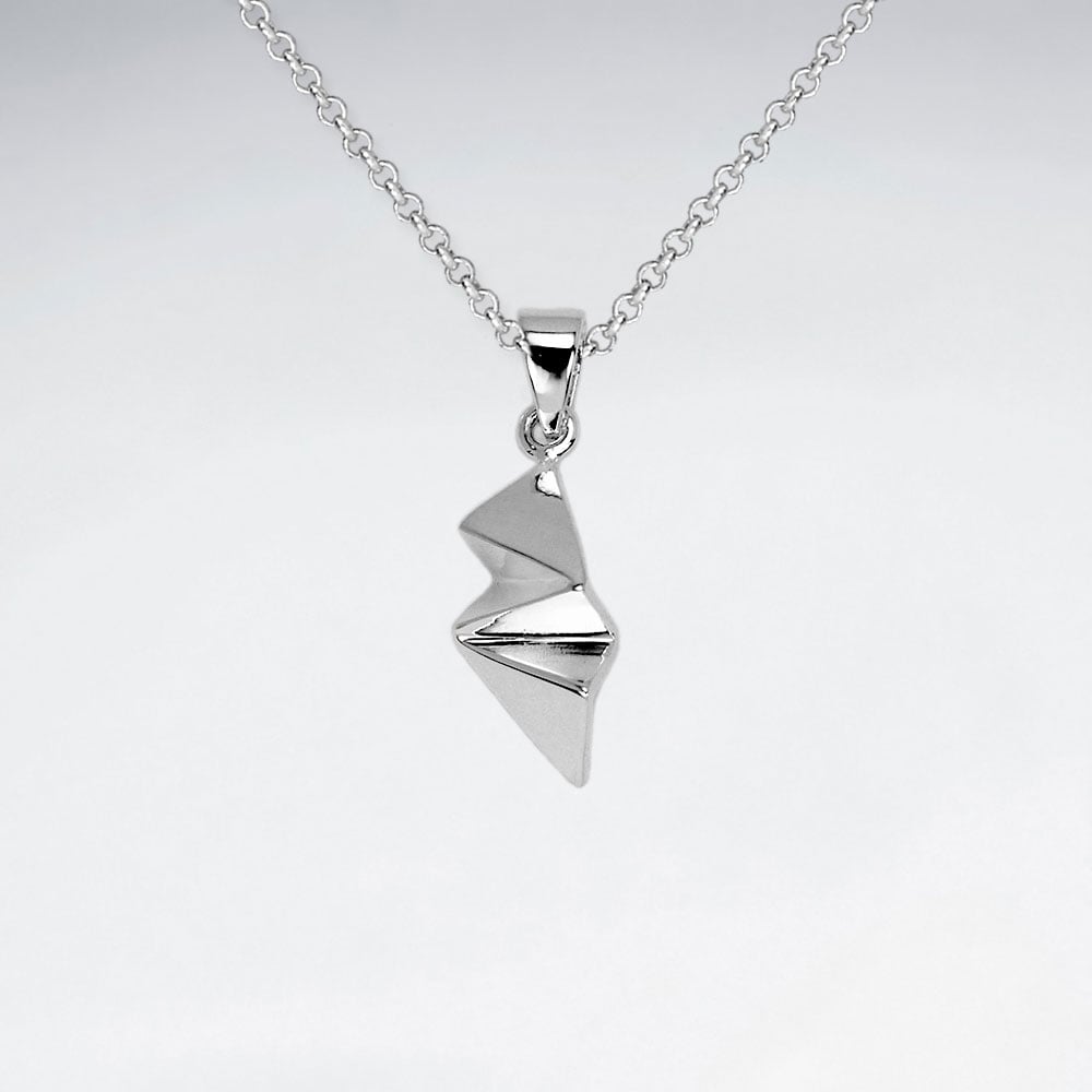 Abstract Crinkled Sterling Silver Pendant