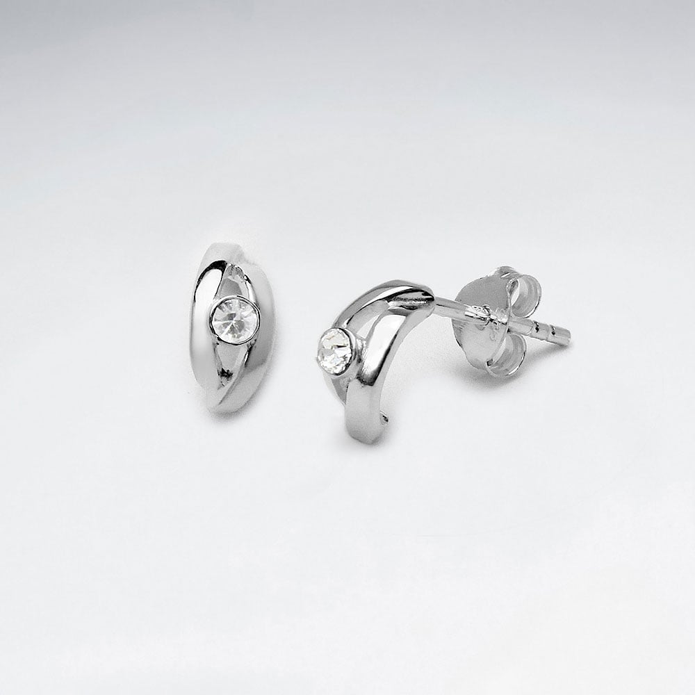 Crystal Eye Sterling Silver Stud Earrings