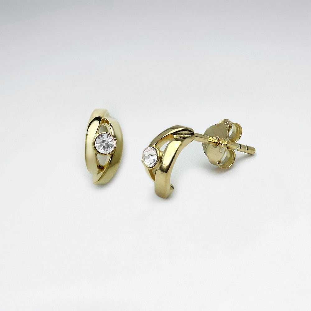Crystal Eye Sterling Silver Stud Earrings