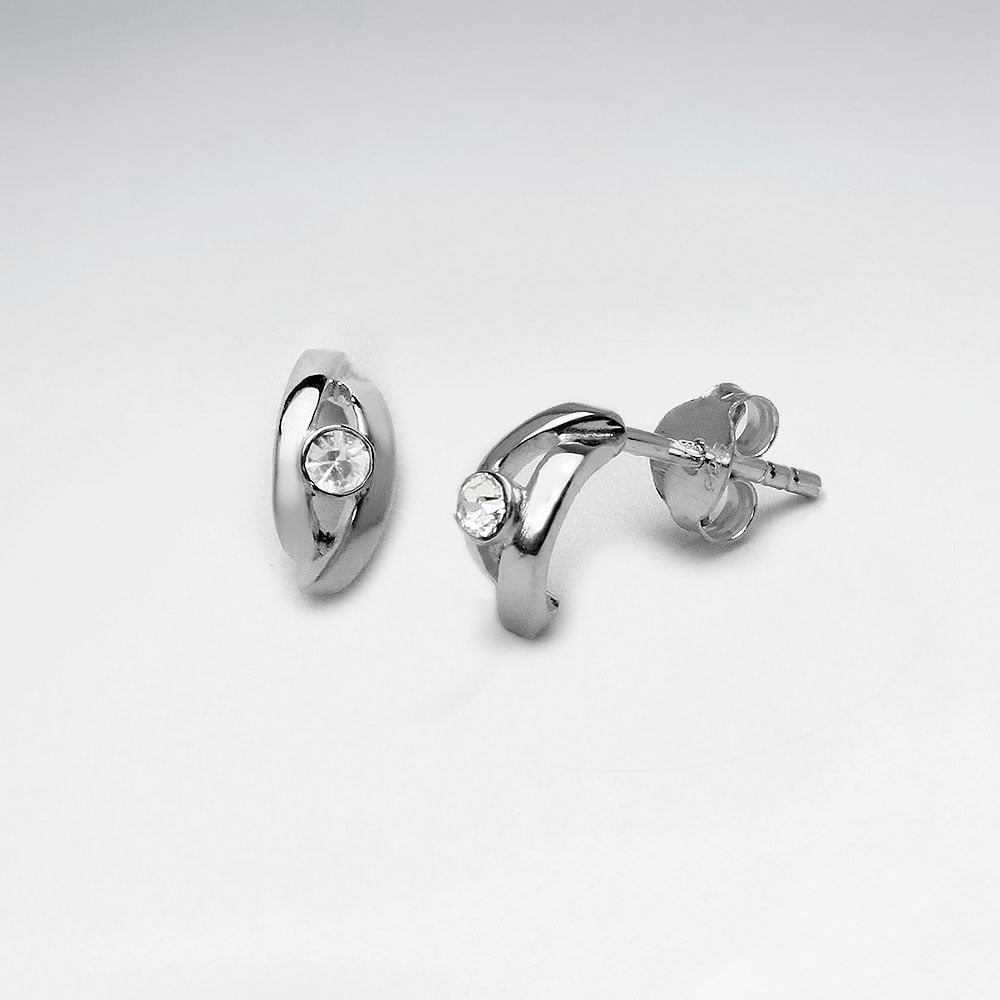 Crystal Eye Sterling Silver Stud Earrings