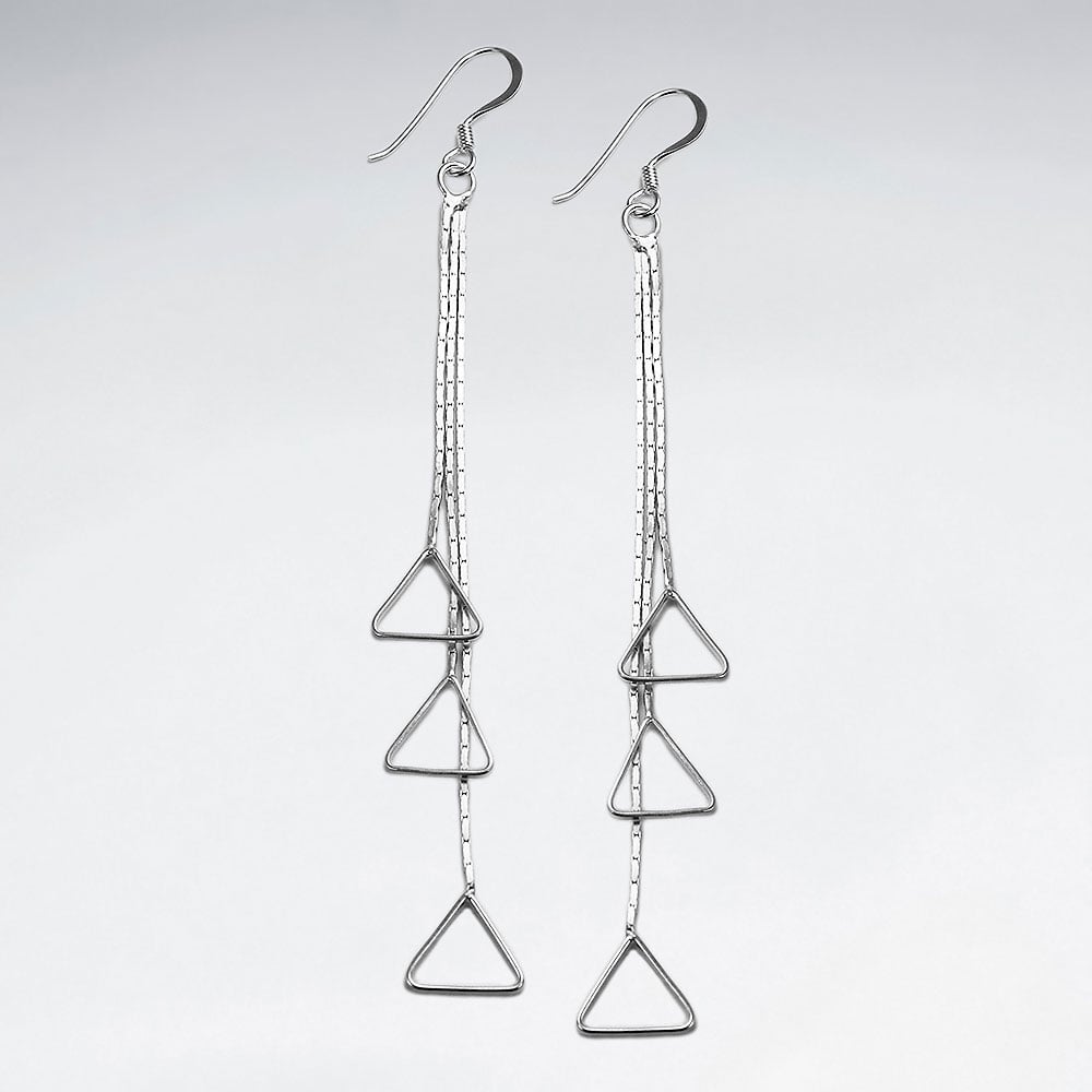 Sterling Silver Openwork triangles Cascade Earrings