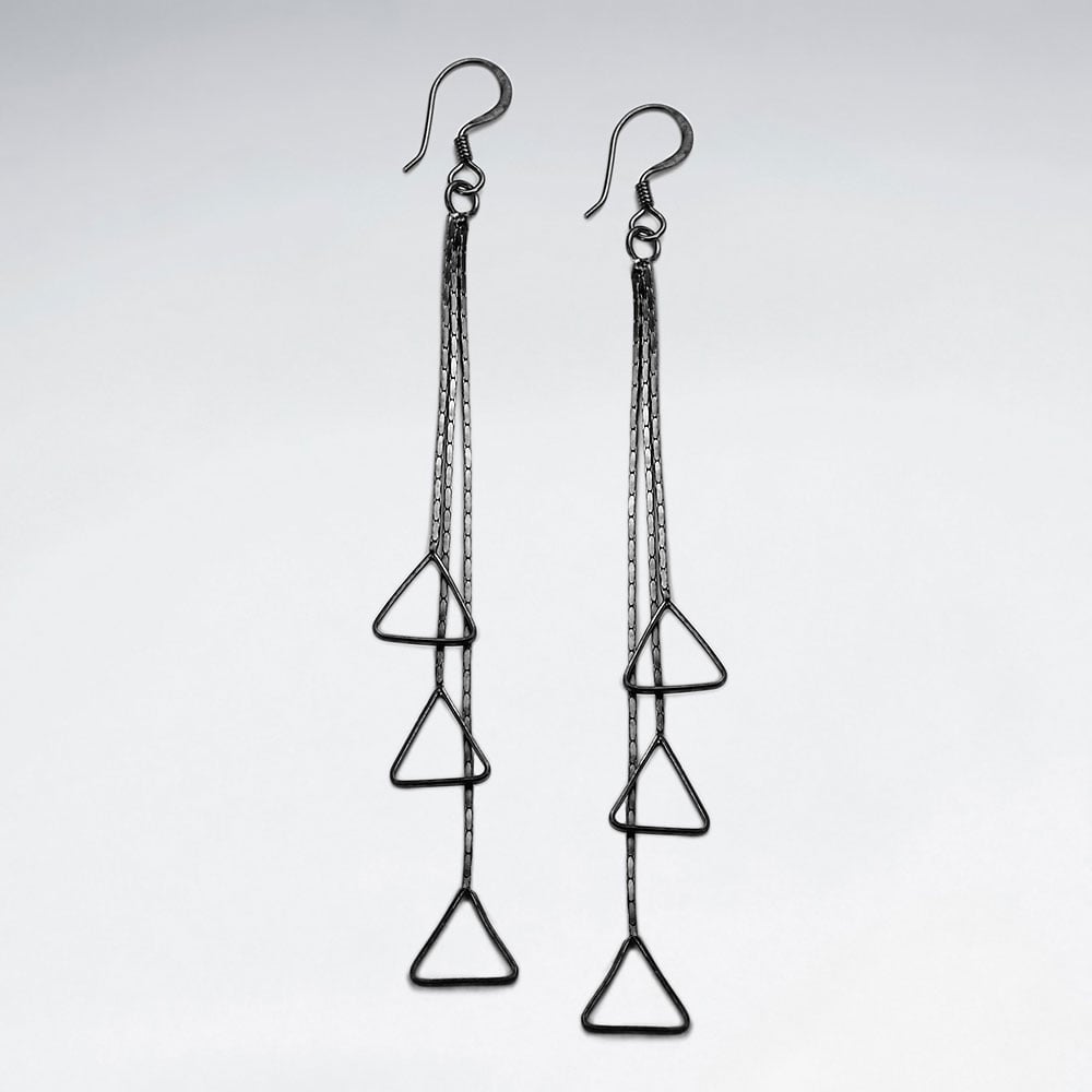 Sterling Silver Openwork triangles Cascade Earrings