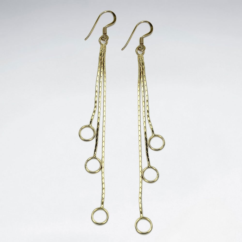 Dimensional Sterling Silver Openwork Circle Cascade Earrings