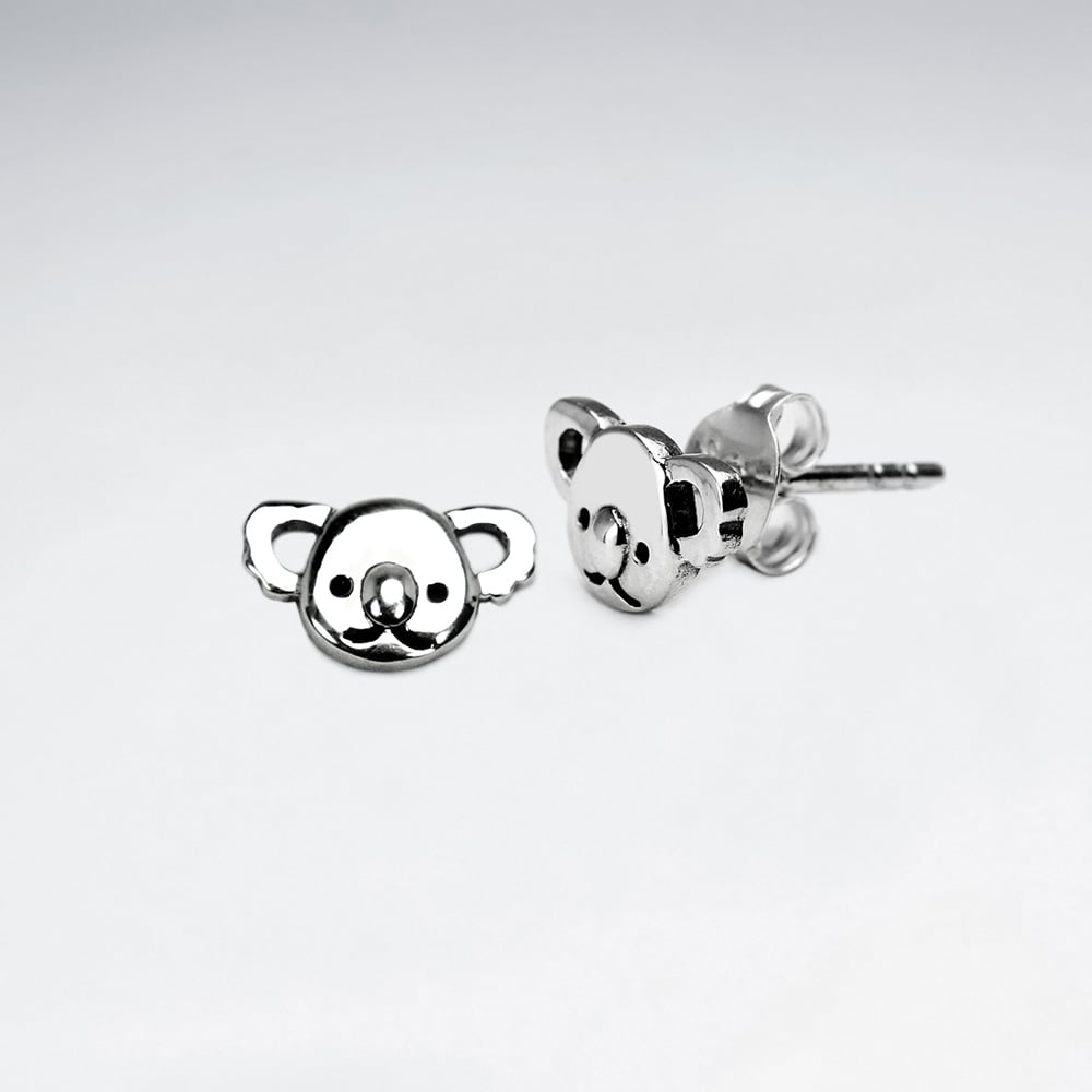 Oxidized Sterling Silver Koala Bear Earrings