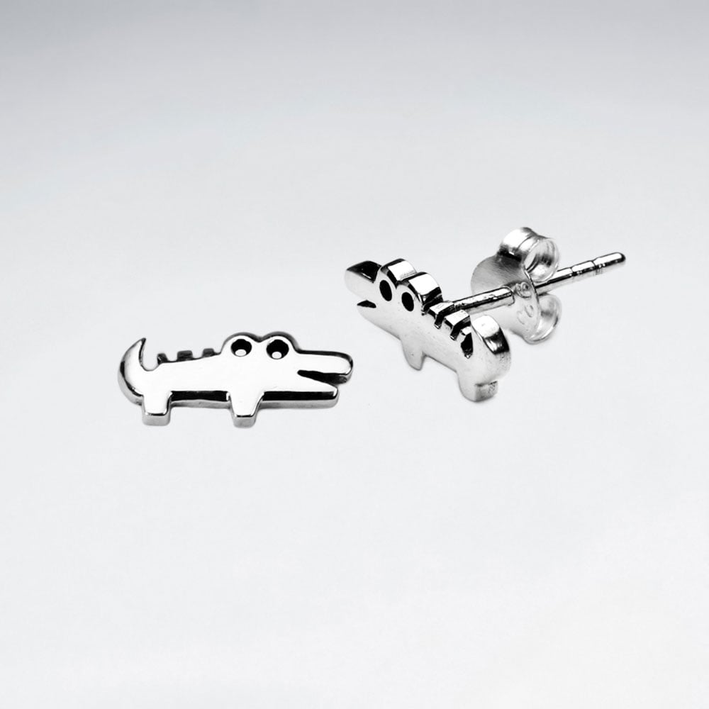 Oxidized Sterling Silver See Ya Later Alligator Earrings