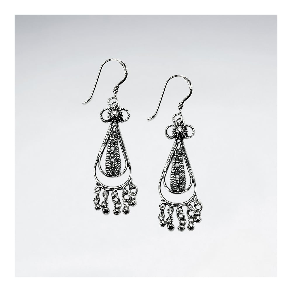Oxidized Teardrop Dangle Hook Earrings