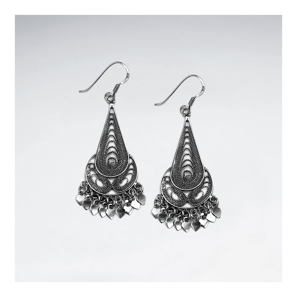 Oxidized Sterling Silver Teardrop Dangle Earrings