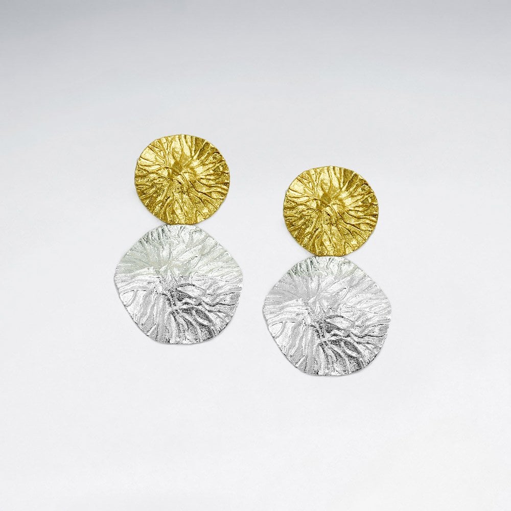 Sterling Silver Dried Leaf Dangle Drop Earrings