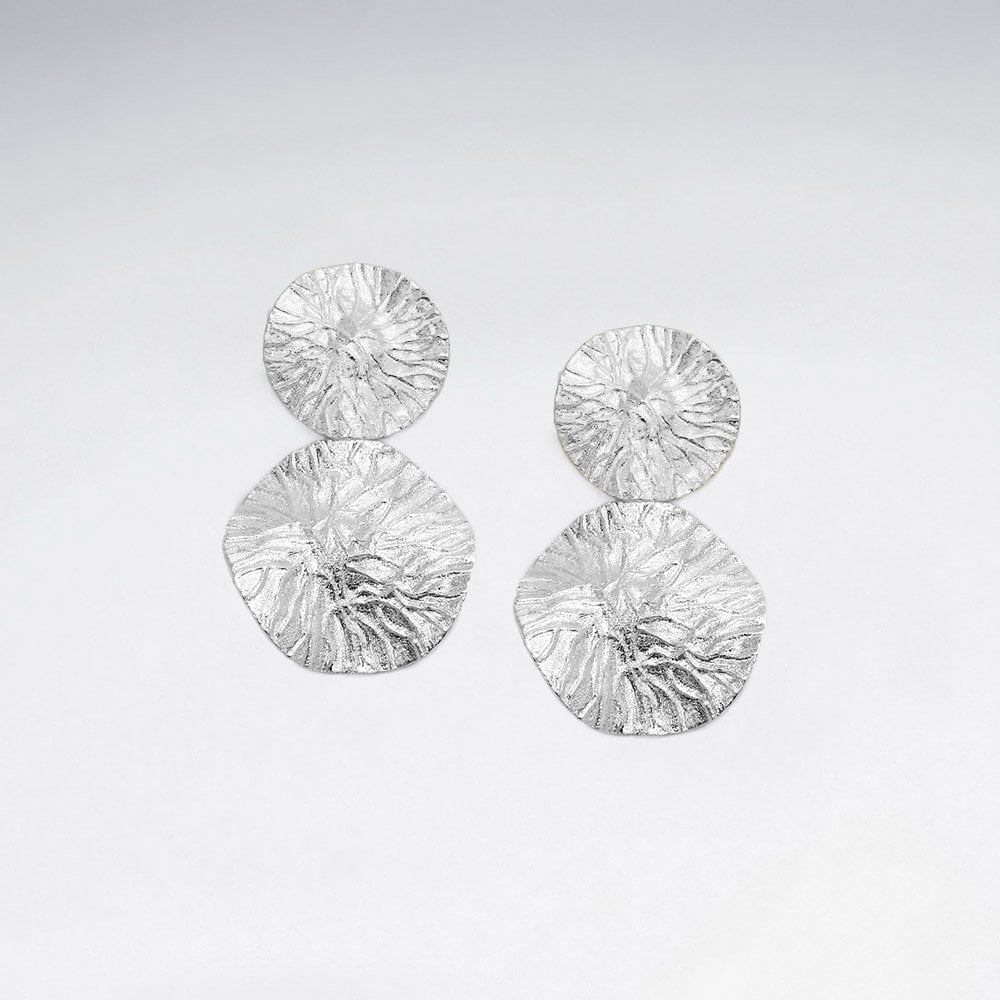 Sterling Silver Dried Leaf Dangle Drop Earrings