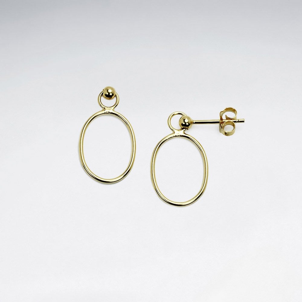 Sterling Silver Openwork Oval Drop Stud Earrings