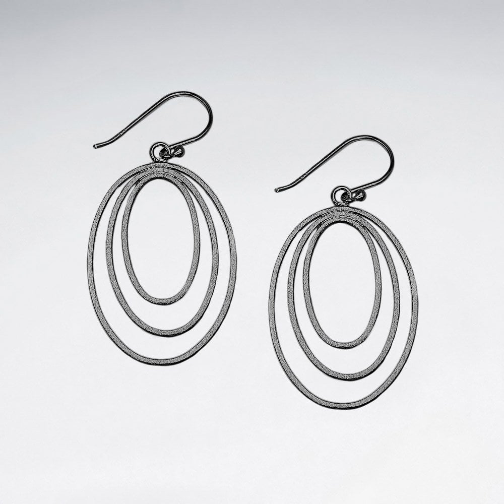 Gradual Openwork Sterling Silver Oval Earrings