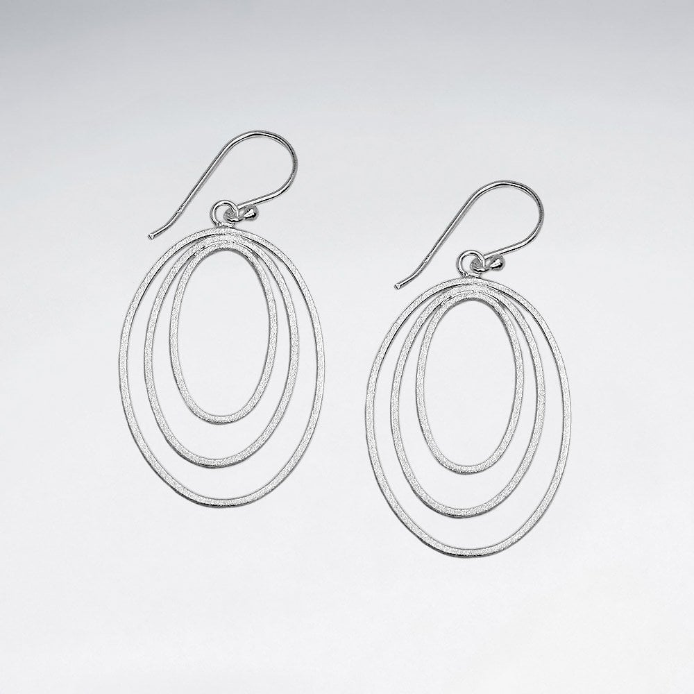 Gradual Openwork Sterling Silver Oval Earrings