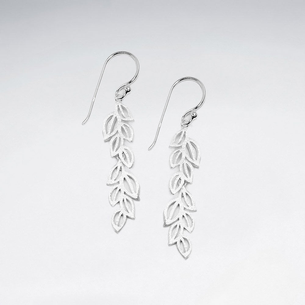 Sterling Silver Drop Leaf Dangle Earrings