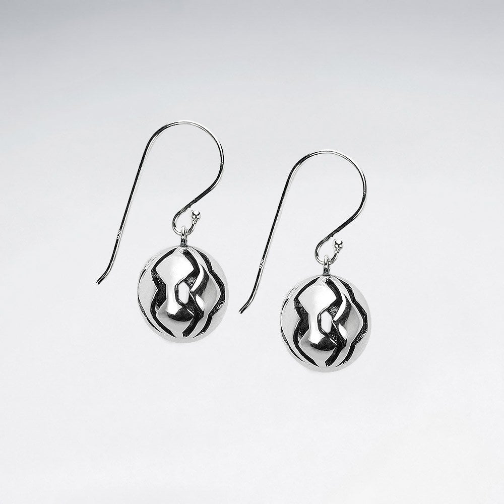 Sterling Silver Detailed Three-Dimensional Ball Earrings