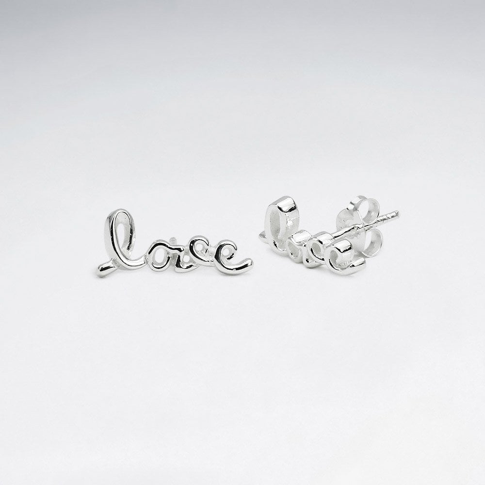 Sterling Silver "LOVE" Stud Earrings
