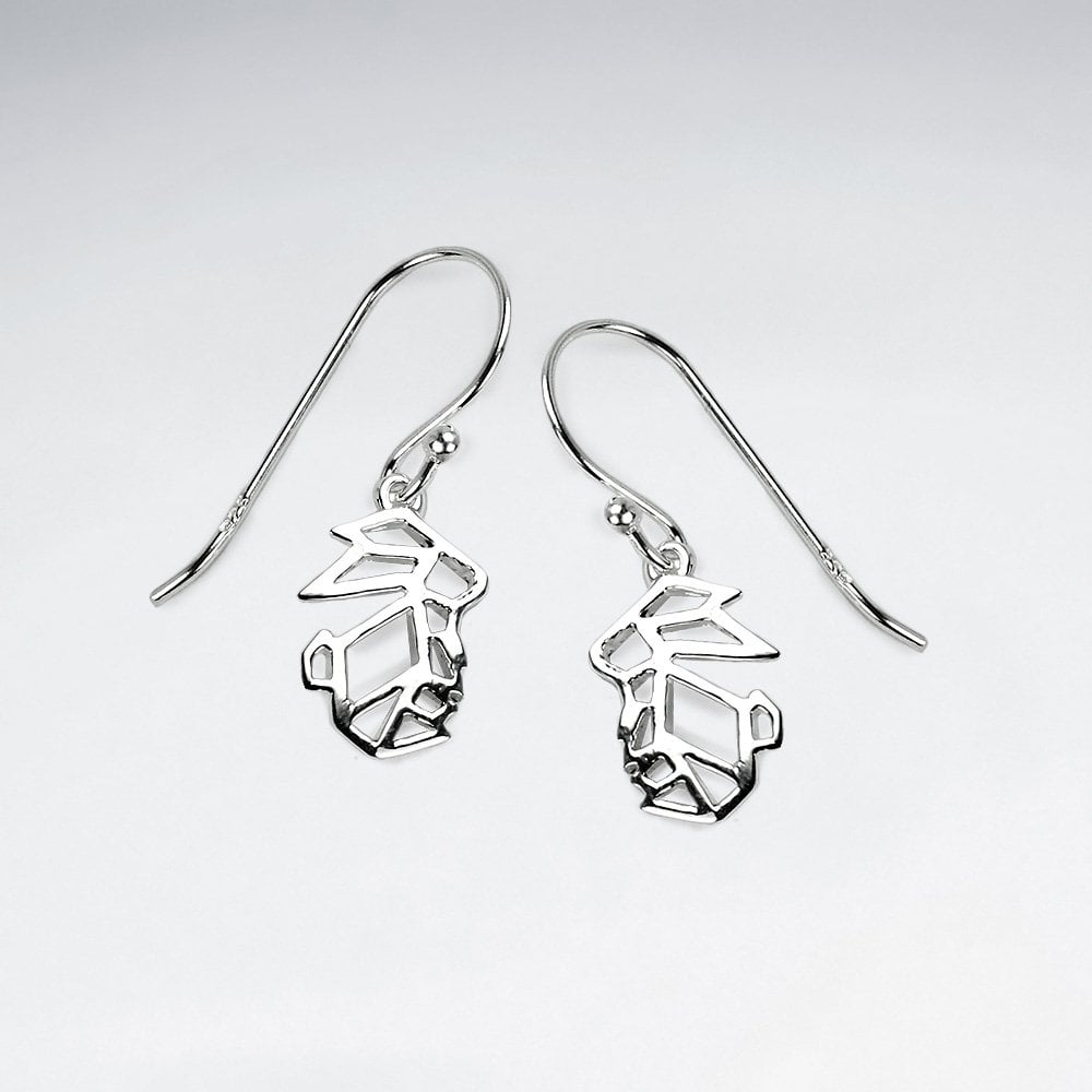 Sterling Silver Origami Bunny Dangle Earrings
