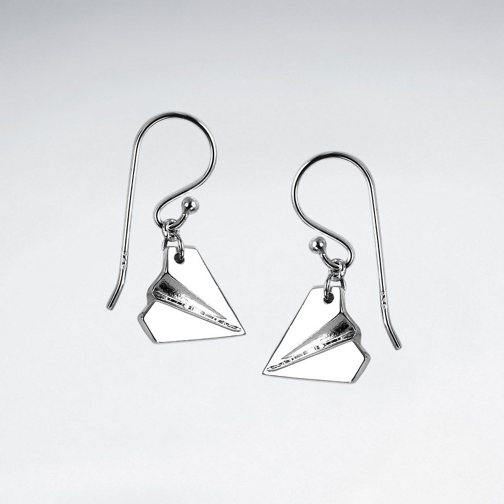 Sterling Silver Paper Airplane Earrings