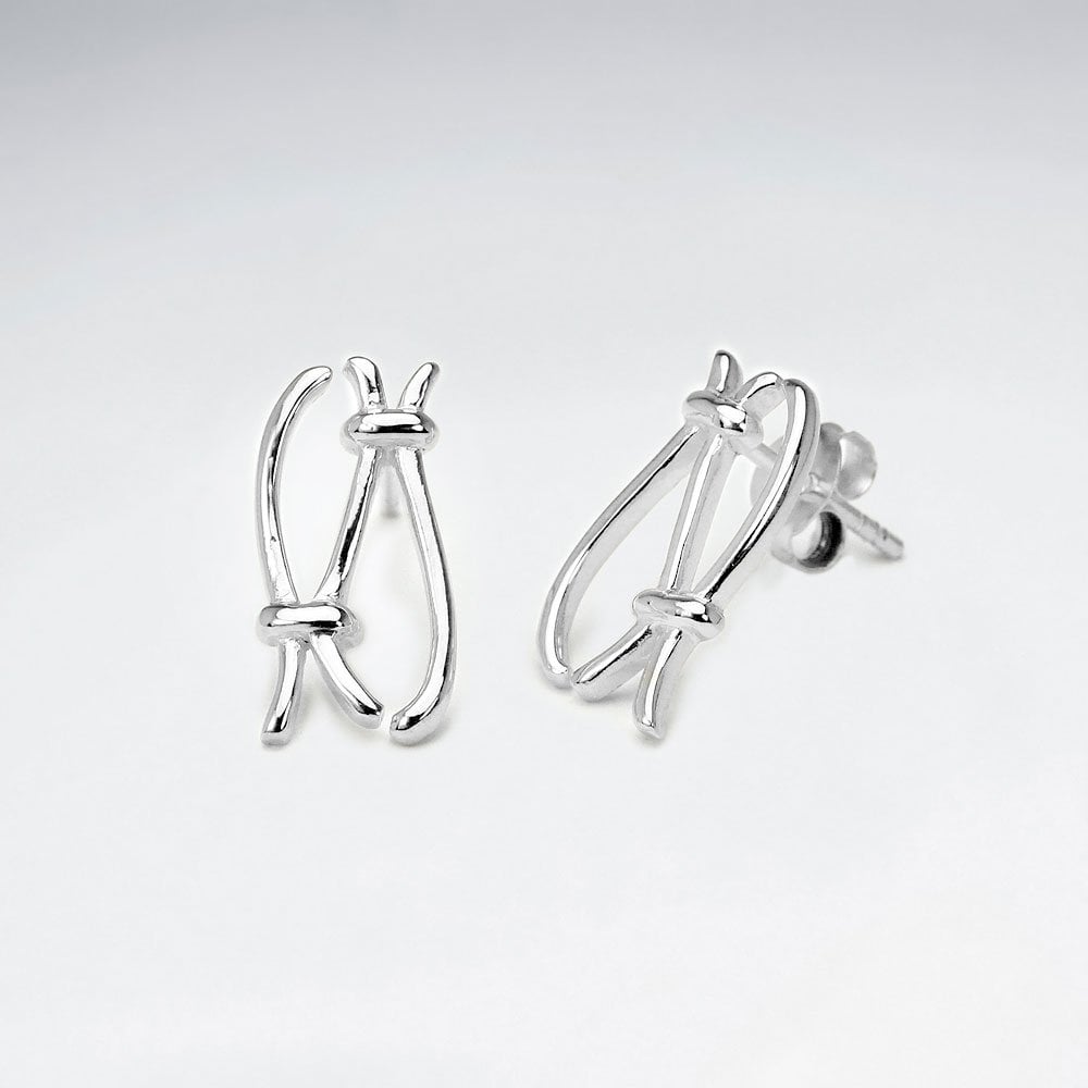 Sterling Silver Barbed Wire Openwork Earrings