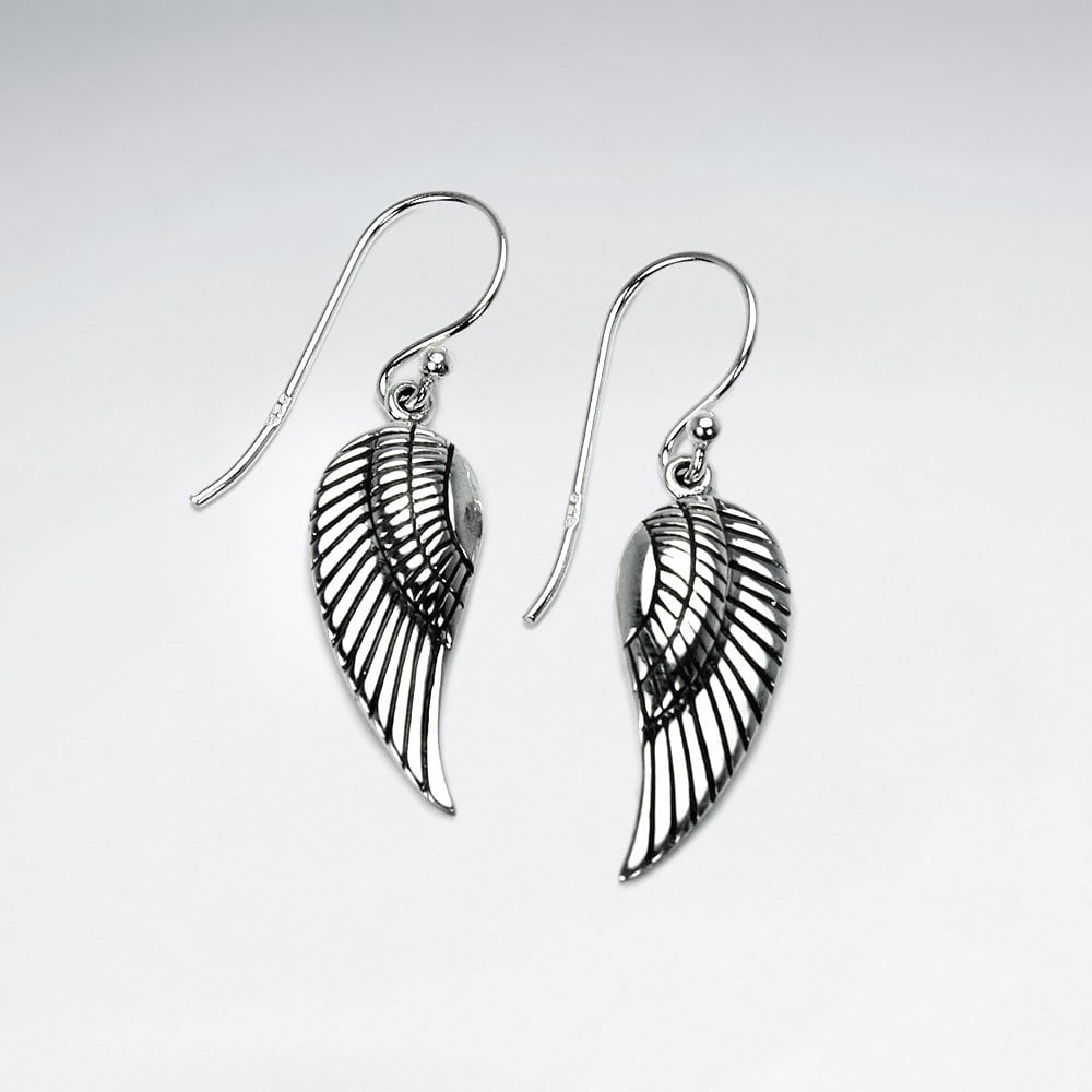 Sterling Silver Deity Wing Dangle Earrings