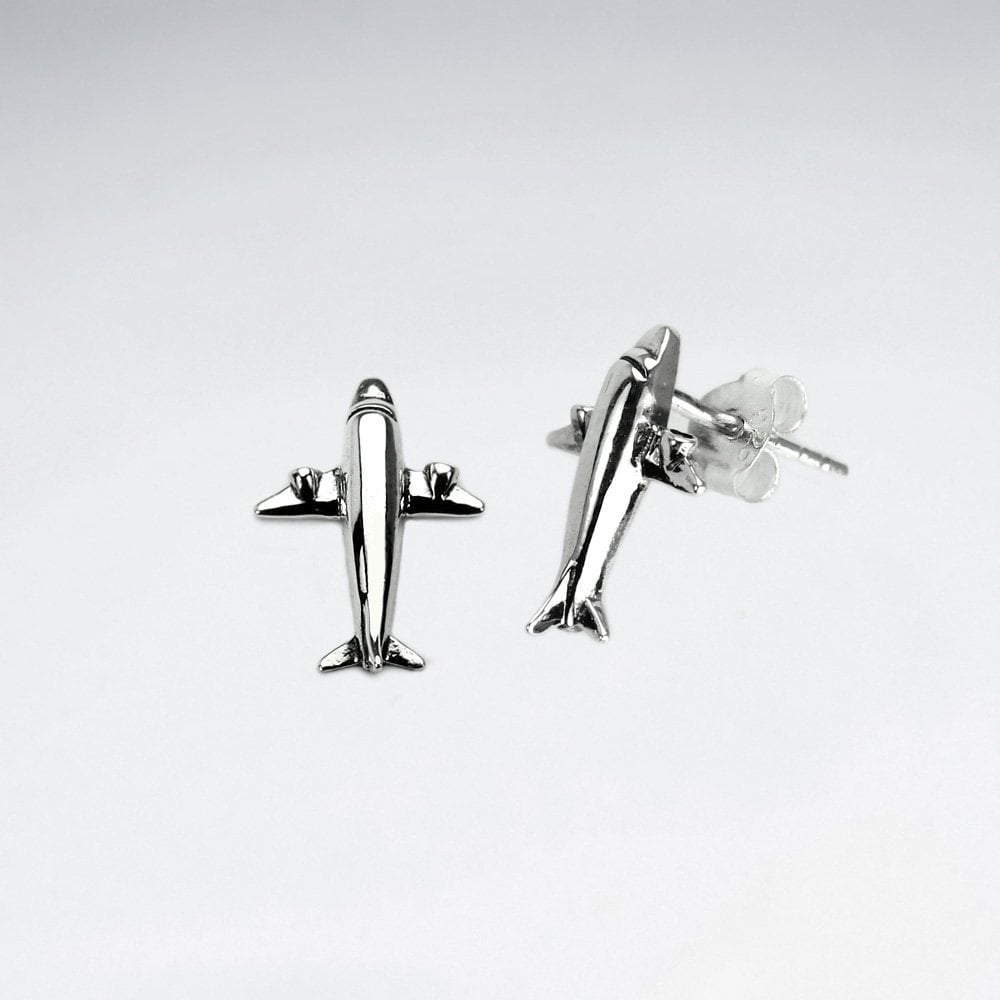 Sterling Silver Jet Airplane Earrings