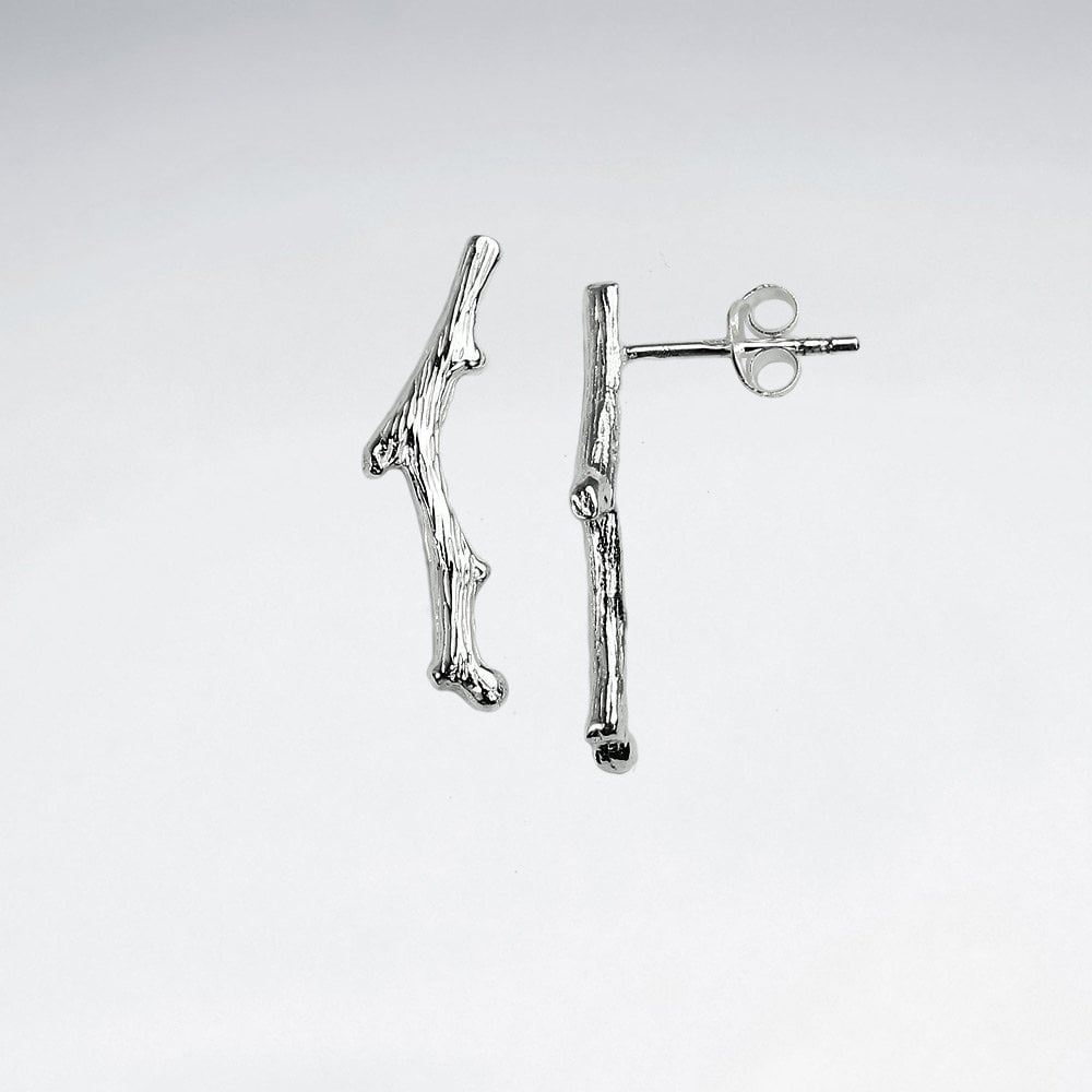 Sterling Silver Twig Stud Earrings