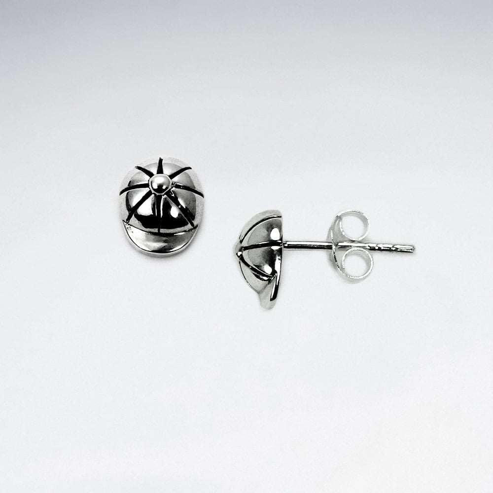 Sterling Silver Baseball Cap Earrings