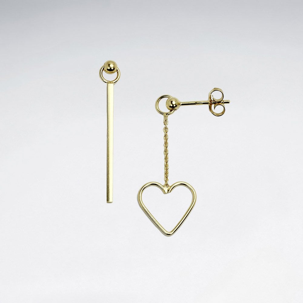 Sterling Silver Openwork Heart Dangle Stud Earrings