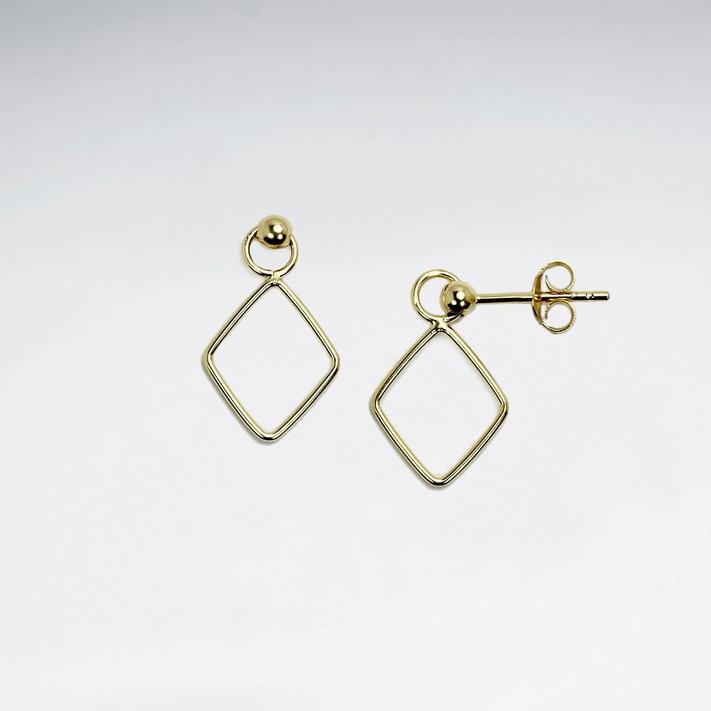 Sterling Silver Drop Stud Openwork Marquis Earrings