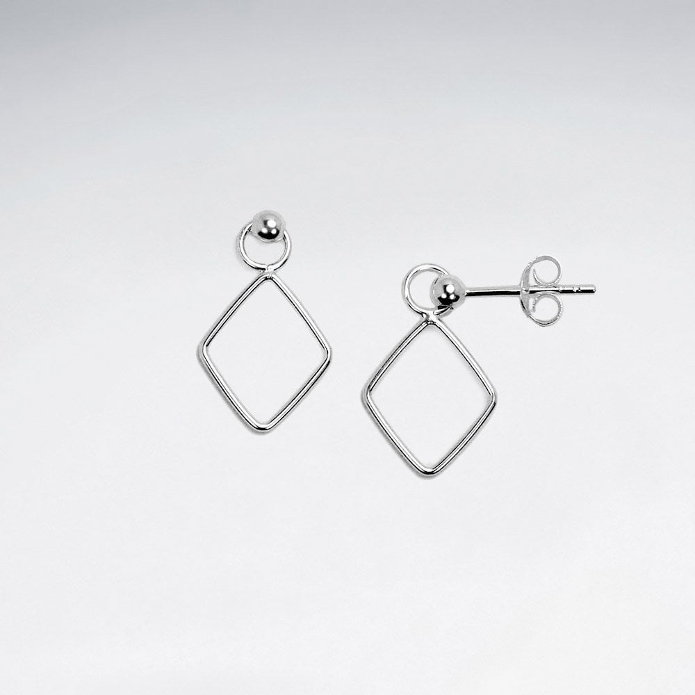 Sterling Silver Drop Stud Openwork Marquis Earrings