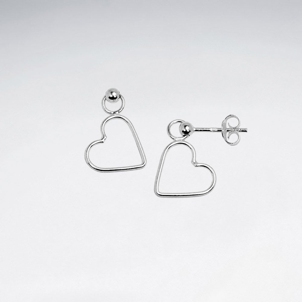 Openwork Hearts Sterling Silver Dangle Stud Earrings