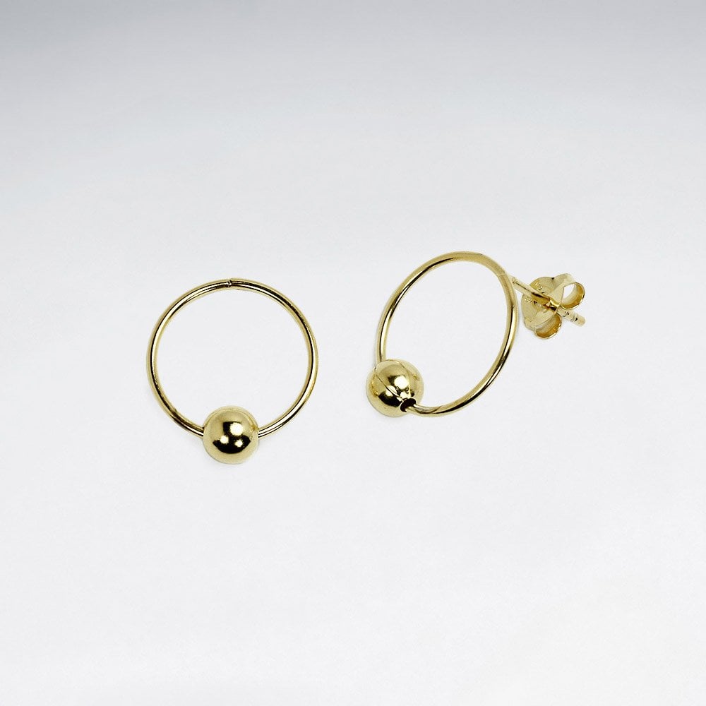 Sterling Silver Hoop and Ball Stud Earrings