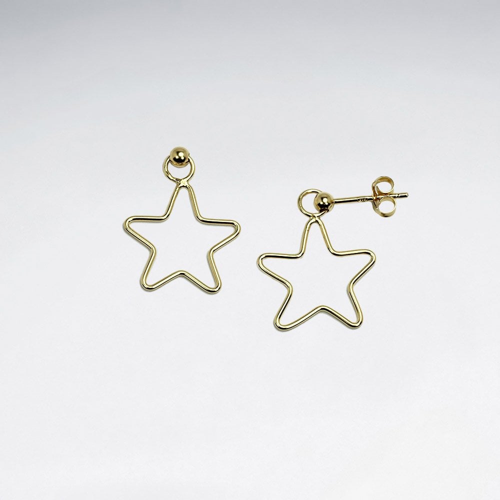 Sterling Silver Openwork Star Drop Stud Earrings