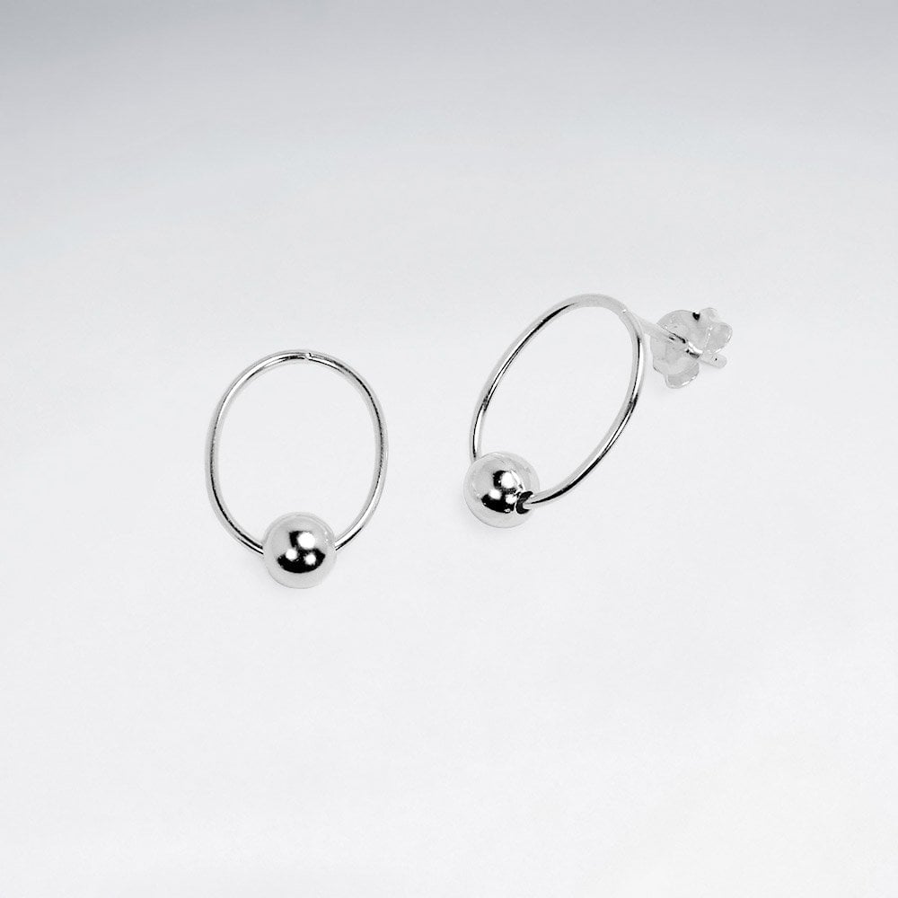 Sterling Silver Circle Ball Stud Earrings